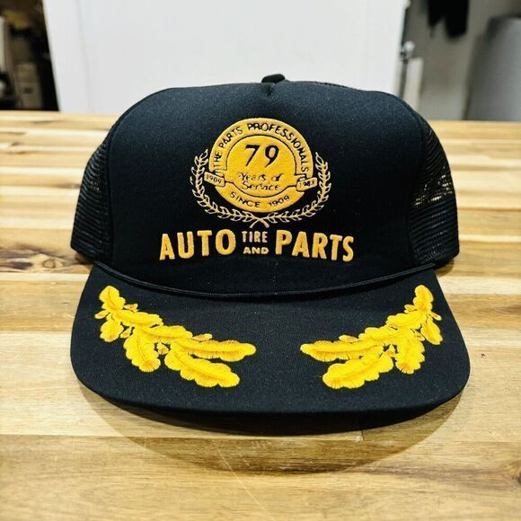 Vintage Tire & Auto Parts Snapback Mesh Trucker Hat Cap Embroidered Oak Leaves - Picture 1 of 6